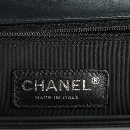 Chanel Calfskin Quilted Checkerboard Trim Large Boy Flap Black White 7 of 8