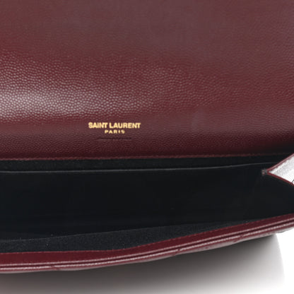 Saint Laurent Grain De Poudre Matelasse Chevron Monogram Envelope Clutch Rouge Legion 5 of 8