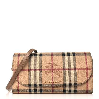 Burberry Haymarket Check Henley Wallet On Chain Mid Camel 1 of 10