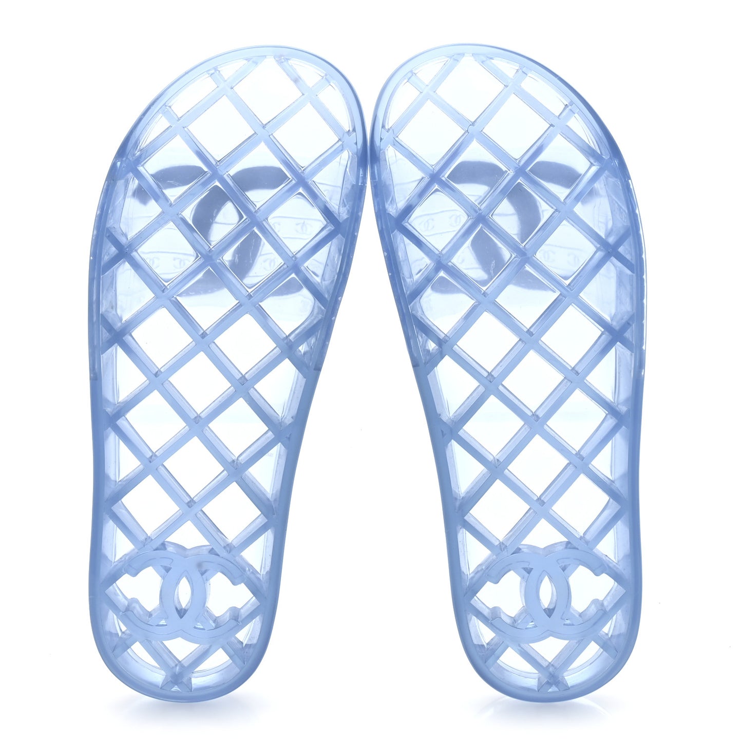 PVC Transparent CC Flat Slide Sandals 38 Blue
