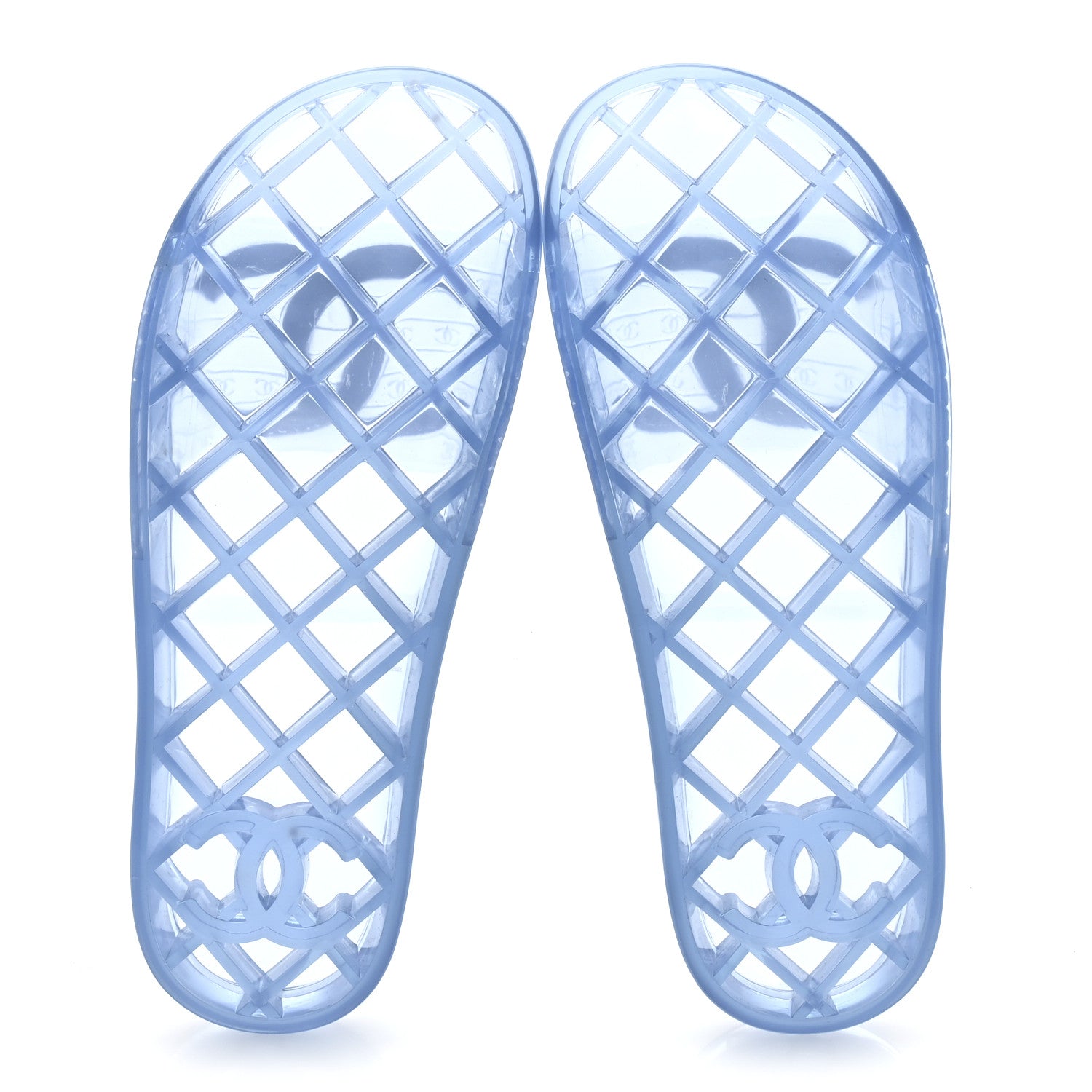 Chanel PVC Transparent CC Flat Slide Sandals 38 Blue 6 of 10