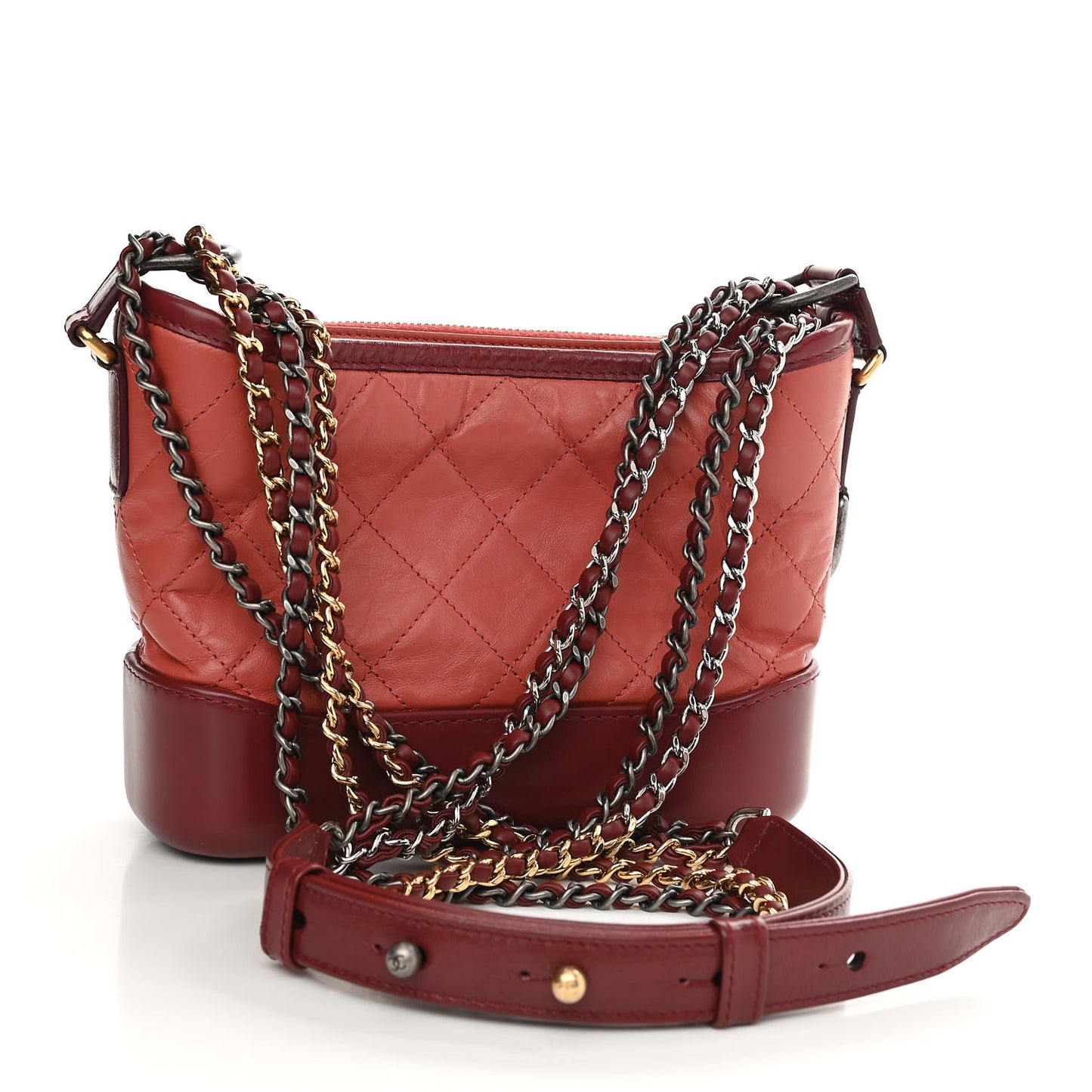 Aged Calfskin Quilted Small Gabrielle Hobo Red