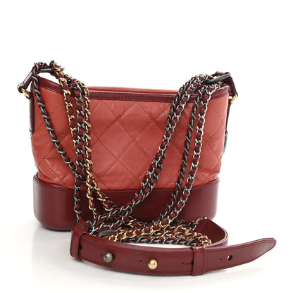Chanel Aged Calfskin Quilted Small Gabrielle Hobo Red 3 of 11