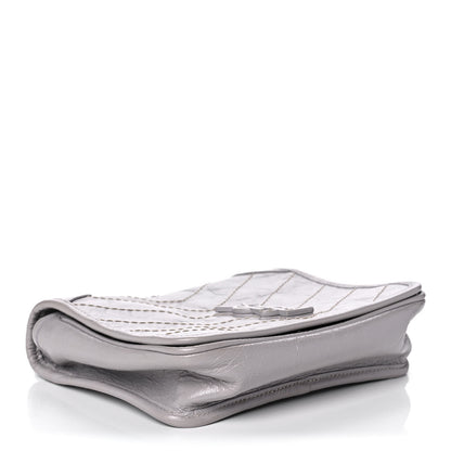 Saint Laurent Crinkled Calfskin Matelasse Monogram Niki Chain Wallet Granite 4 of 12