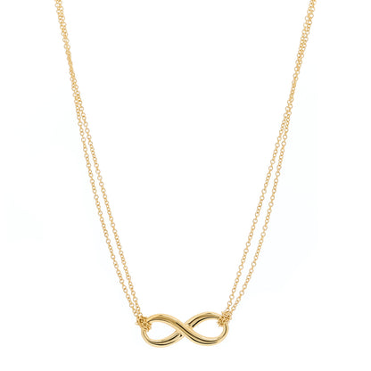 Tiffany 18K Yellow Gold Infinity Double Chain Pendant Necklace 1 of 4
