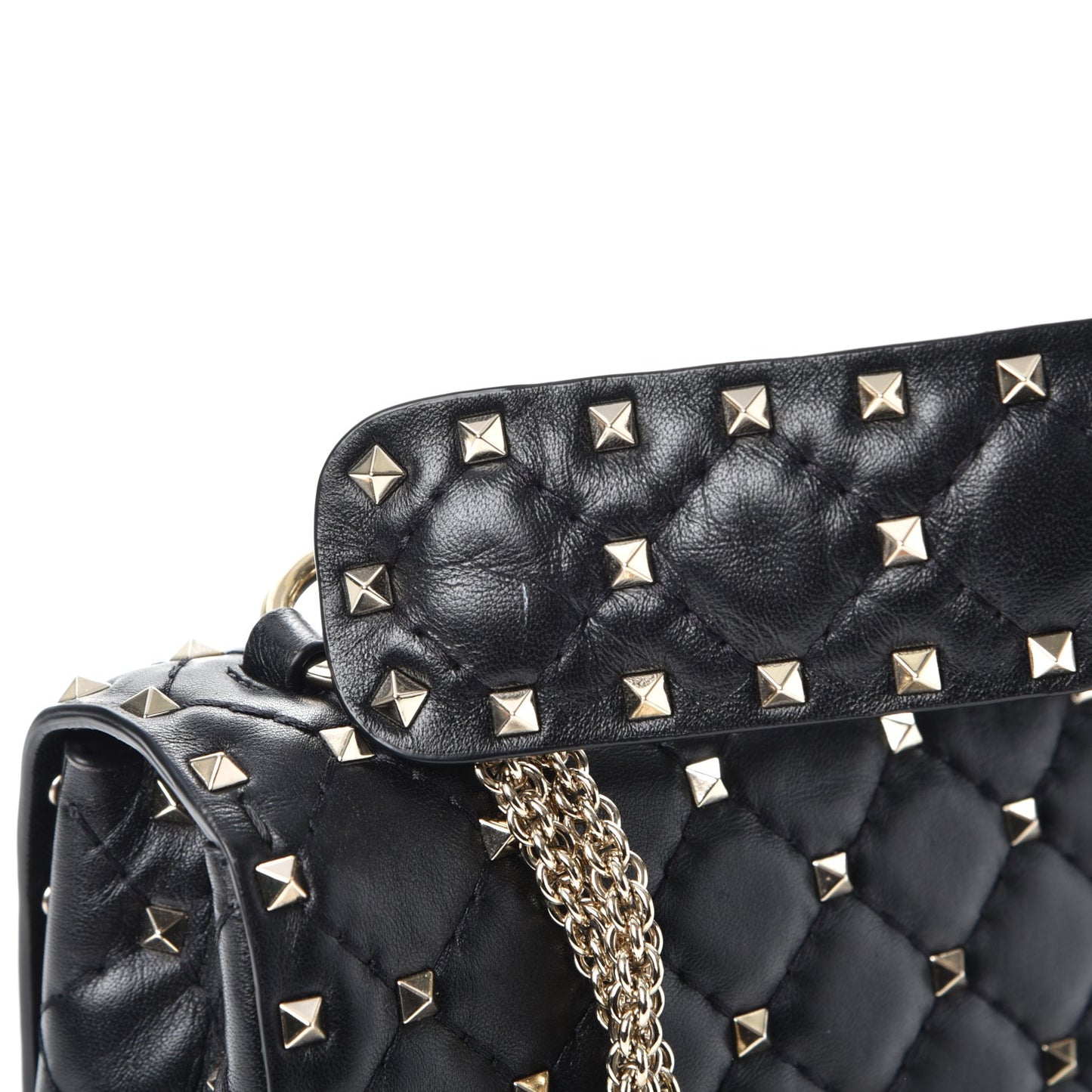 Lambskin Medium Rockstud Spike Shoulder Bag Black