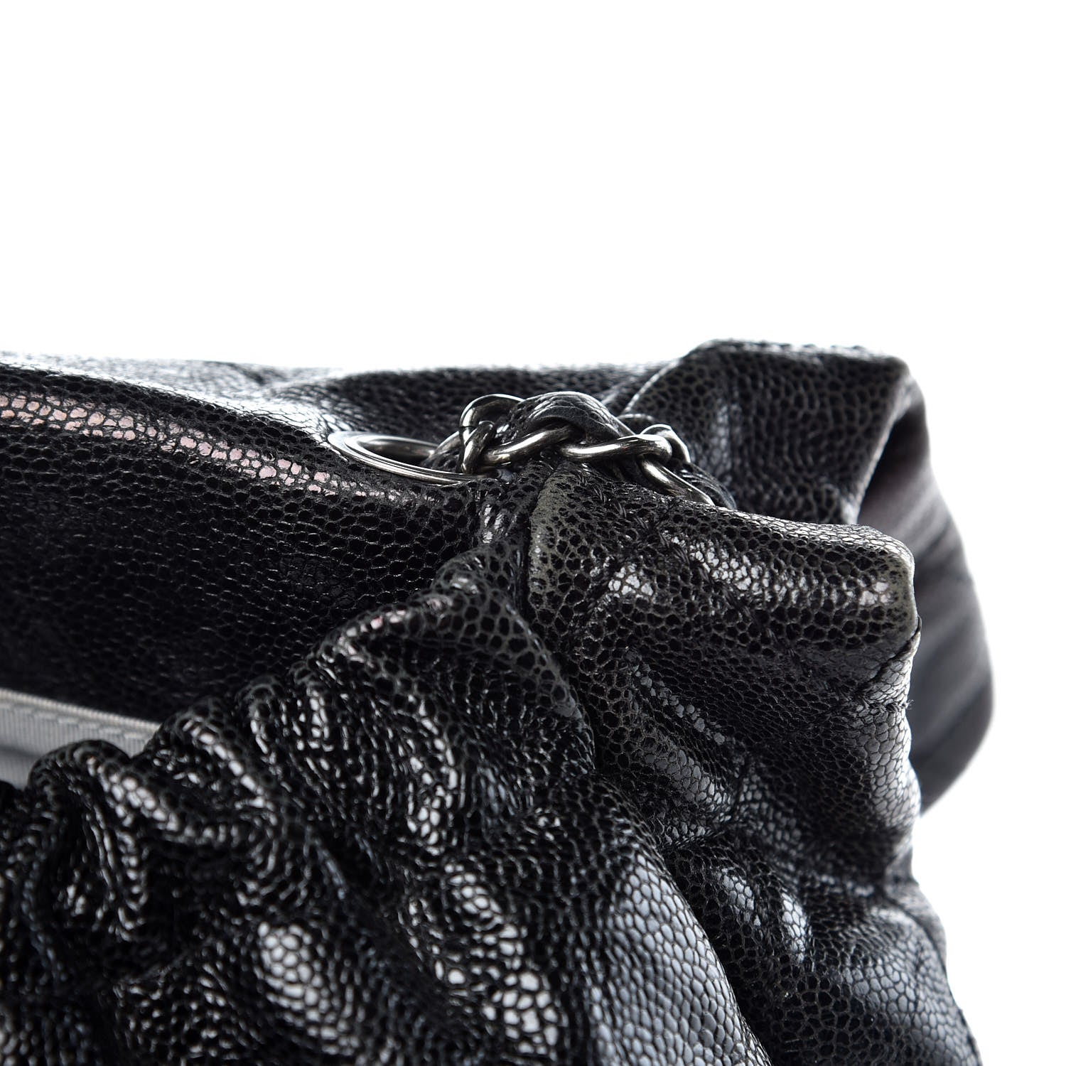 Chanel Crumpled Caviar Quilted Maxi Elastic Flap Black 12 of 15