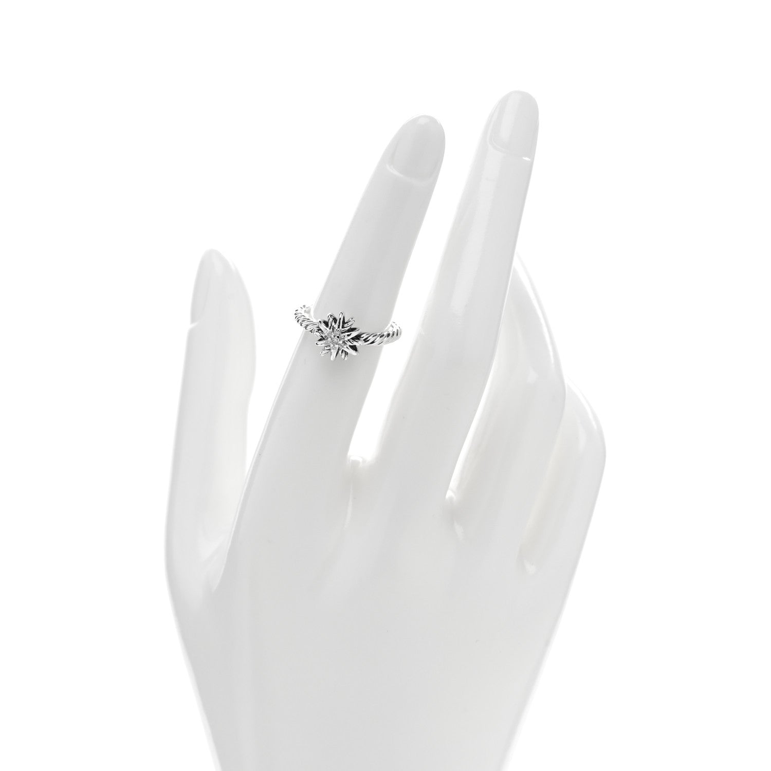 David Yurman Sterling Silver Diamond Petite Starburst Ring 50 5.25 2 of 4