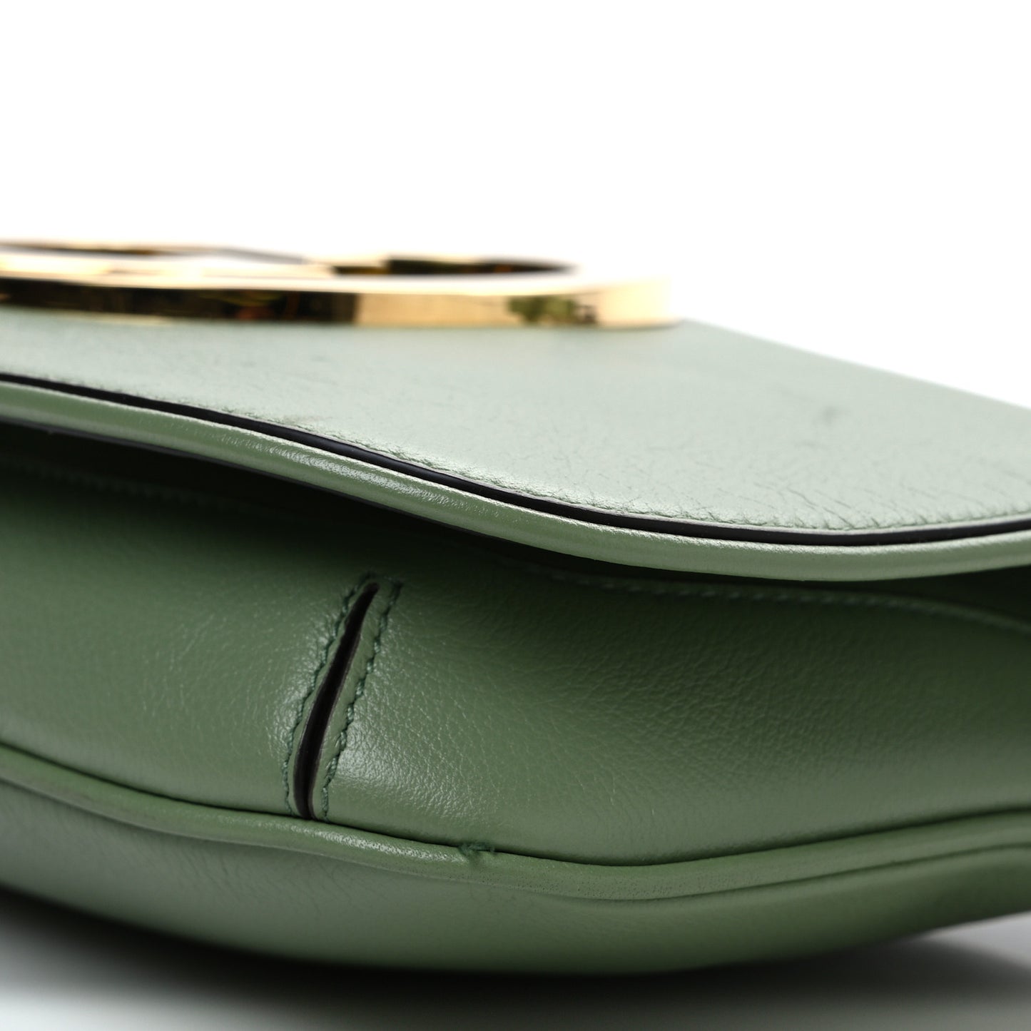 Roxy Calfskin Blondie Chain Shoulder Flap Bag Salamander Green