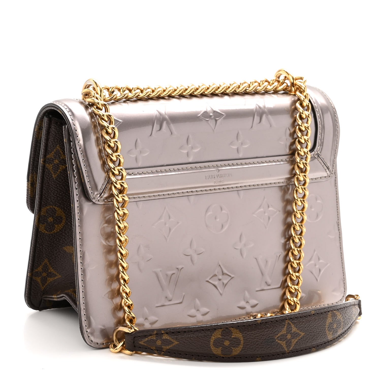 Louis Vuitton Vernis Epi Monogram Wynwood Metallic Taupe Grey 3 of 10