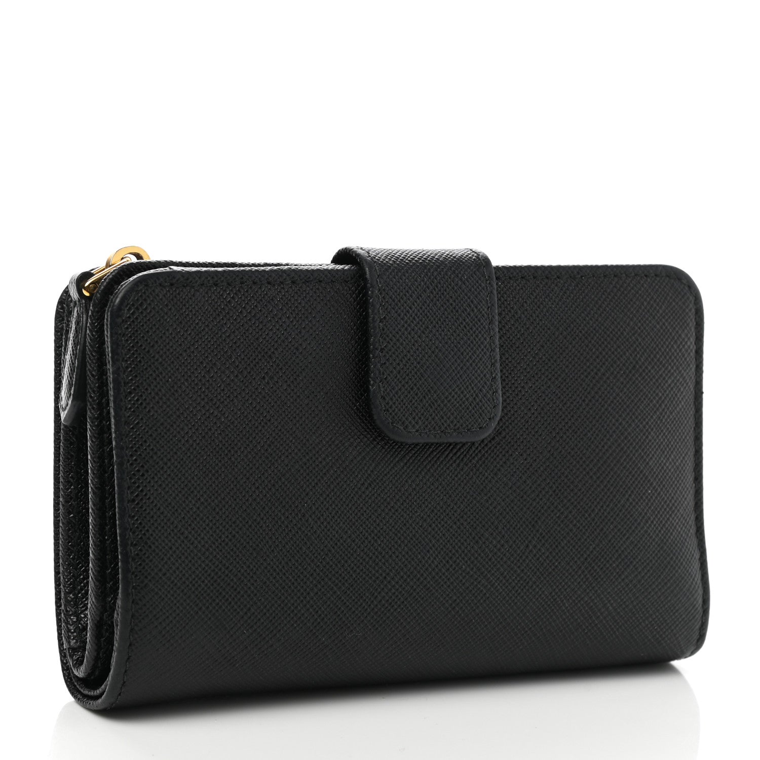 Prada Saffiano Metal Compact Wallet Black 3 of 7