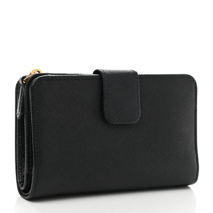 Prada Saffiano Metal Compact Wallet Black 3 of 7