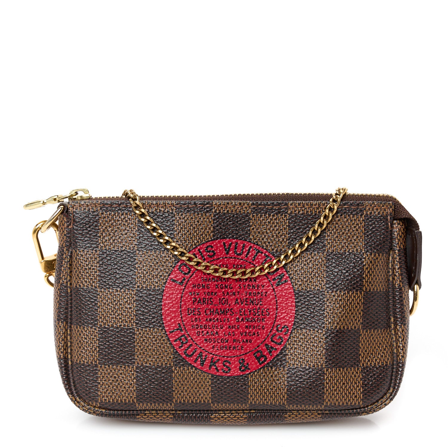 Louis Vuitton Damier Ebene Complice Trunks and Bags Mini Pochette Accessories Red 1 of 9