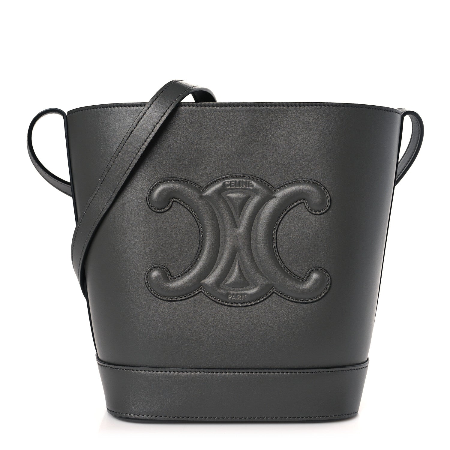 Celine Smooth Calfskin Small Cuir Triomphe Bucket Bag Grey 1 of 8