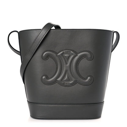 Celine Smooth Calfskin Small Cuir Triomphe Bucket Bag Grey 1 of 8