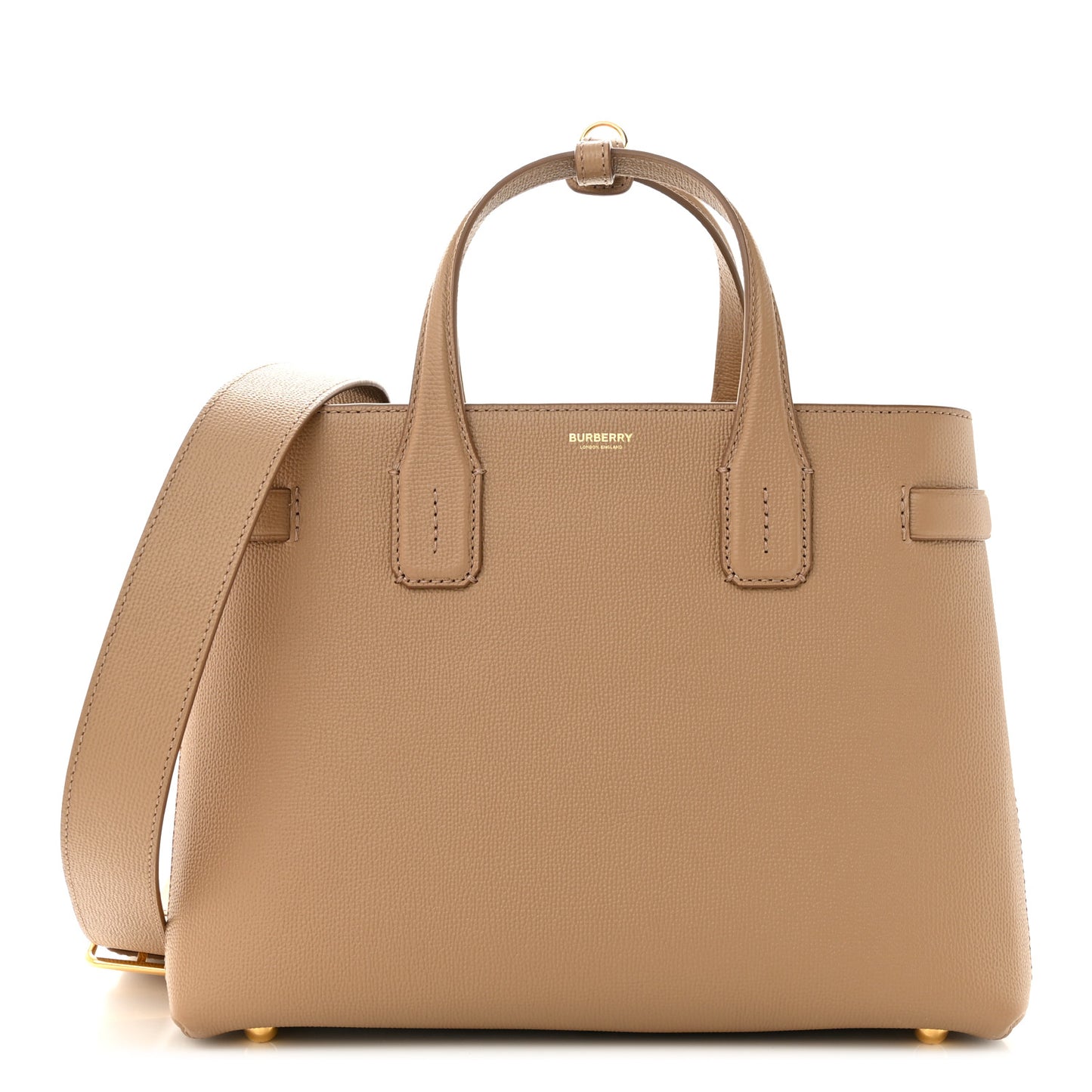 Derby Calfskin House Check Medium Banner Tote Camel