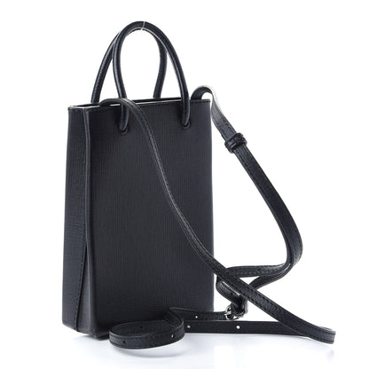Balenciaga Squared Calfskin Logo Shopping Phone Holder Bag Black 3 of 8