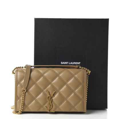 Saint Laurent Lambskin Diamond Quilted Becky Chain Wallet Gold Sand 10 of 10