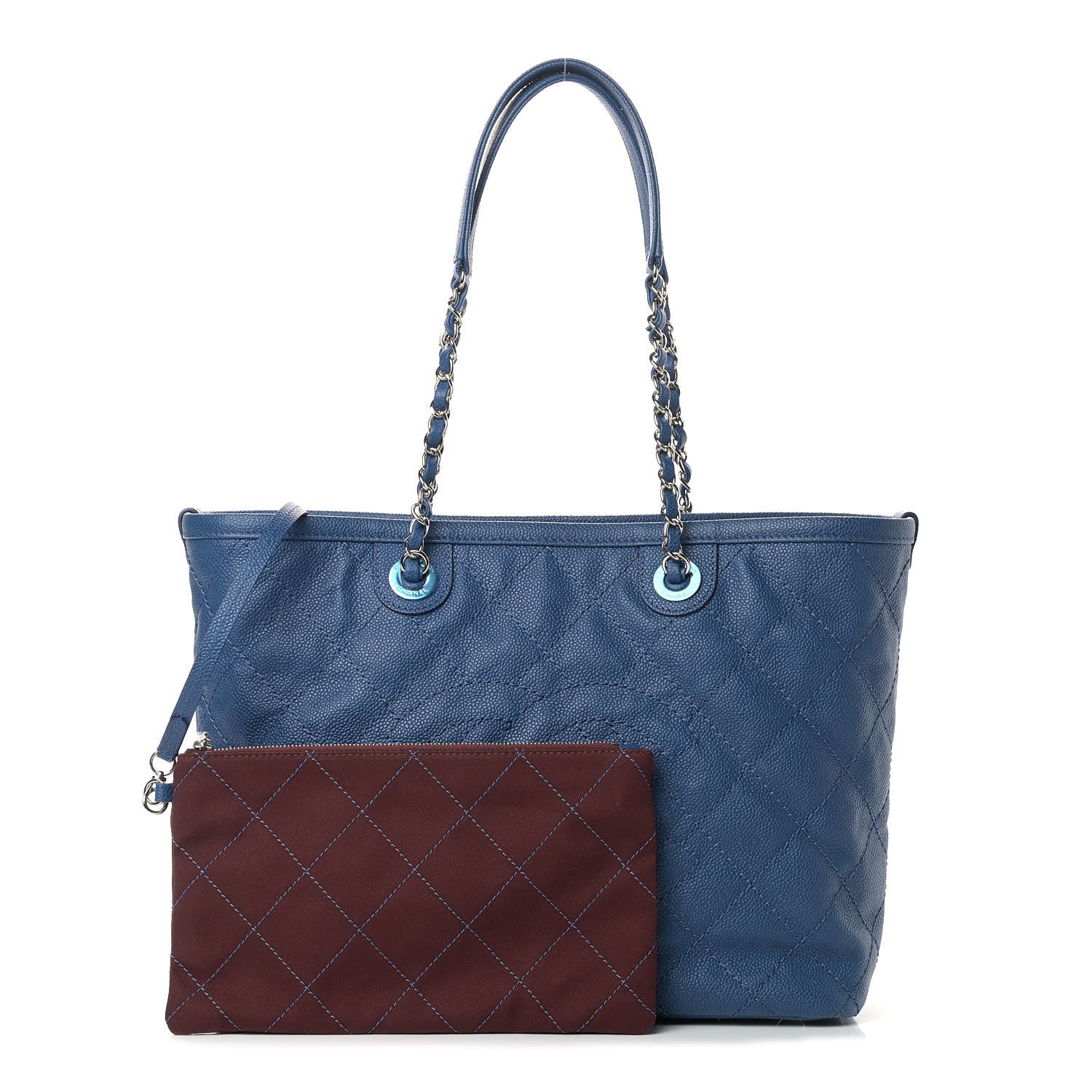 Chanel Grained Calfskin Quilted Small Daily Shopping Tote Blue 1 of 12