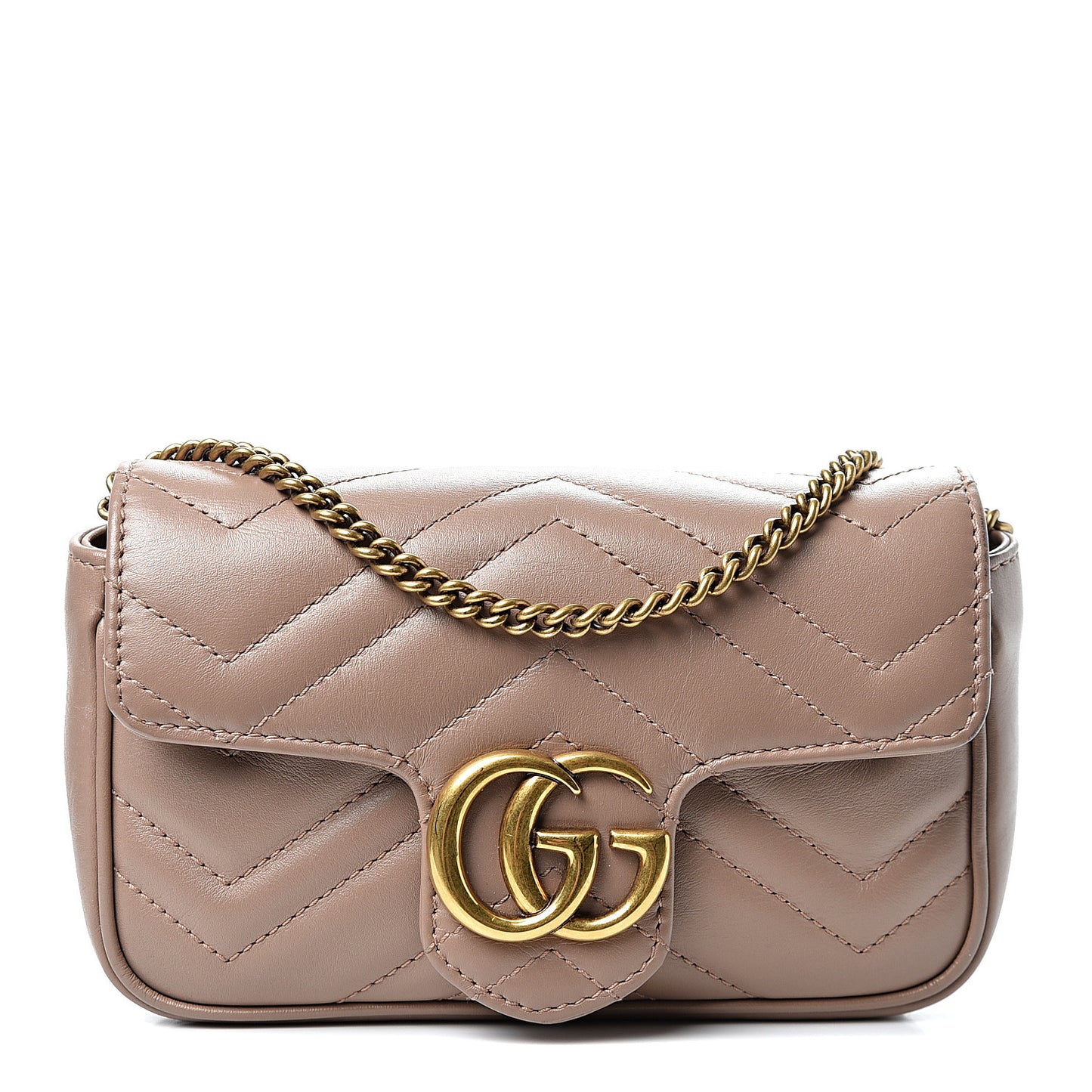 Calfskin Matelasse Super Mini GG Marmont Shoulder Bag Porcelain Rose