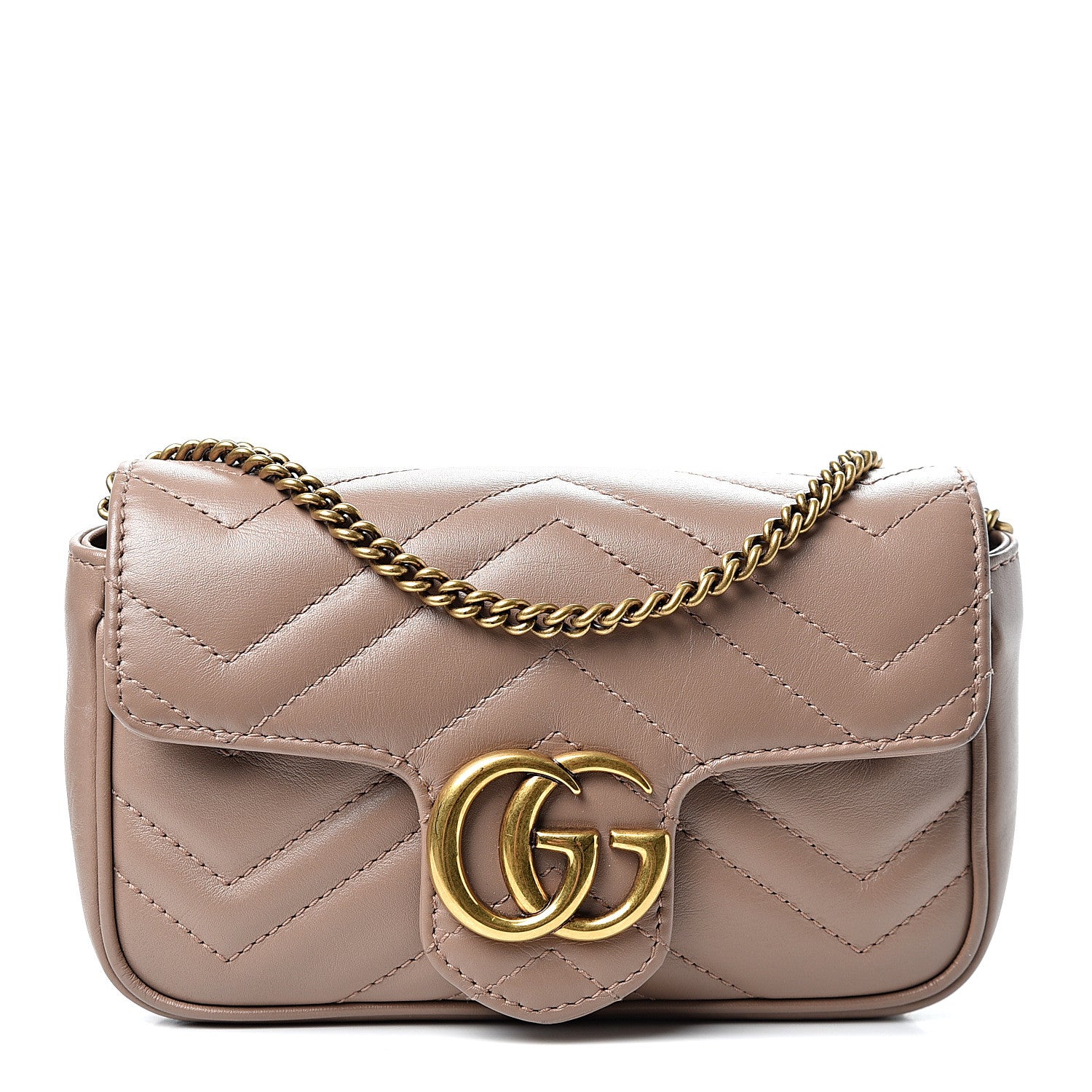 Gucci Calfskin Matelasse Super Mini GG Marmont Shoulder Bag Porcelain Rose 1 of 10