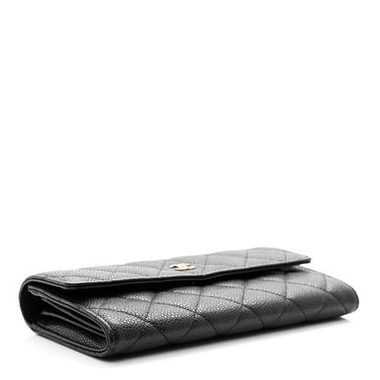 Chanel Caviar Quilted Large Gusset Flap Wallet Black 4 of 9