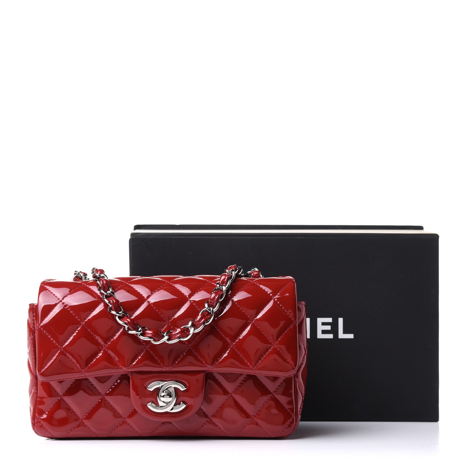 Chanel Patent Calfskin Quilted Mini Rectangular Flap Red 14 of 14
