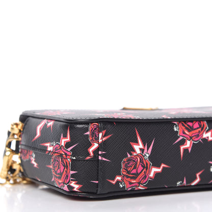 Prada X UNIVERSAL STUDIOS Saffiano Frankenstein Rose Mini Double Zip Chain Crossbody Bag Lacca 6 of 11