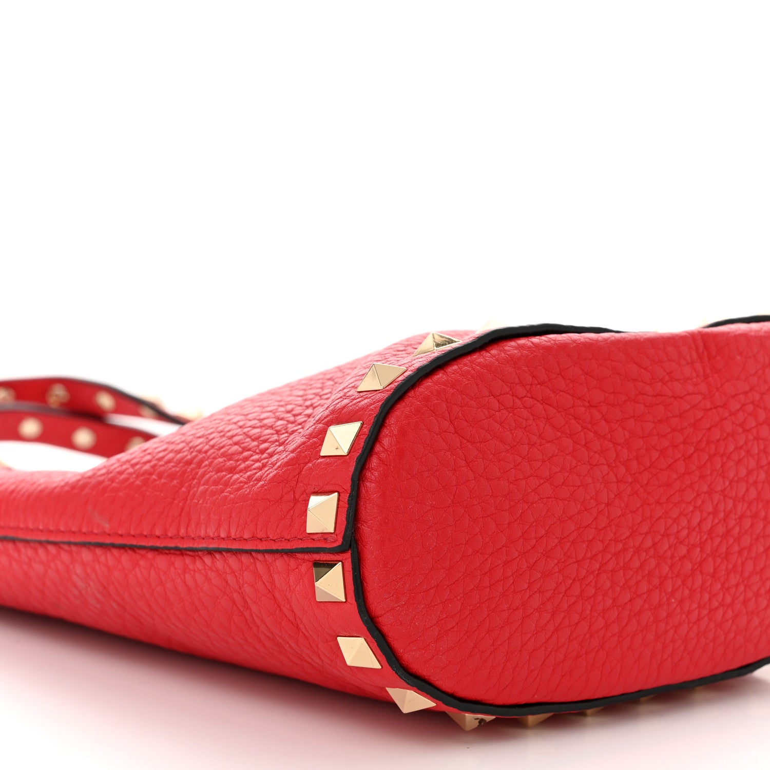 Valentino Garavani Pebbled Calfskin Rockstud Bucket Bag Red 8 of 10