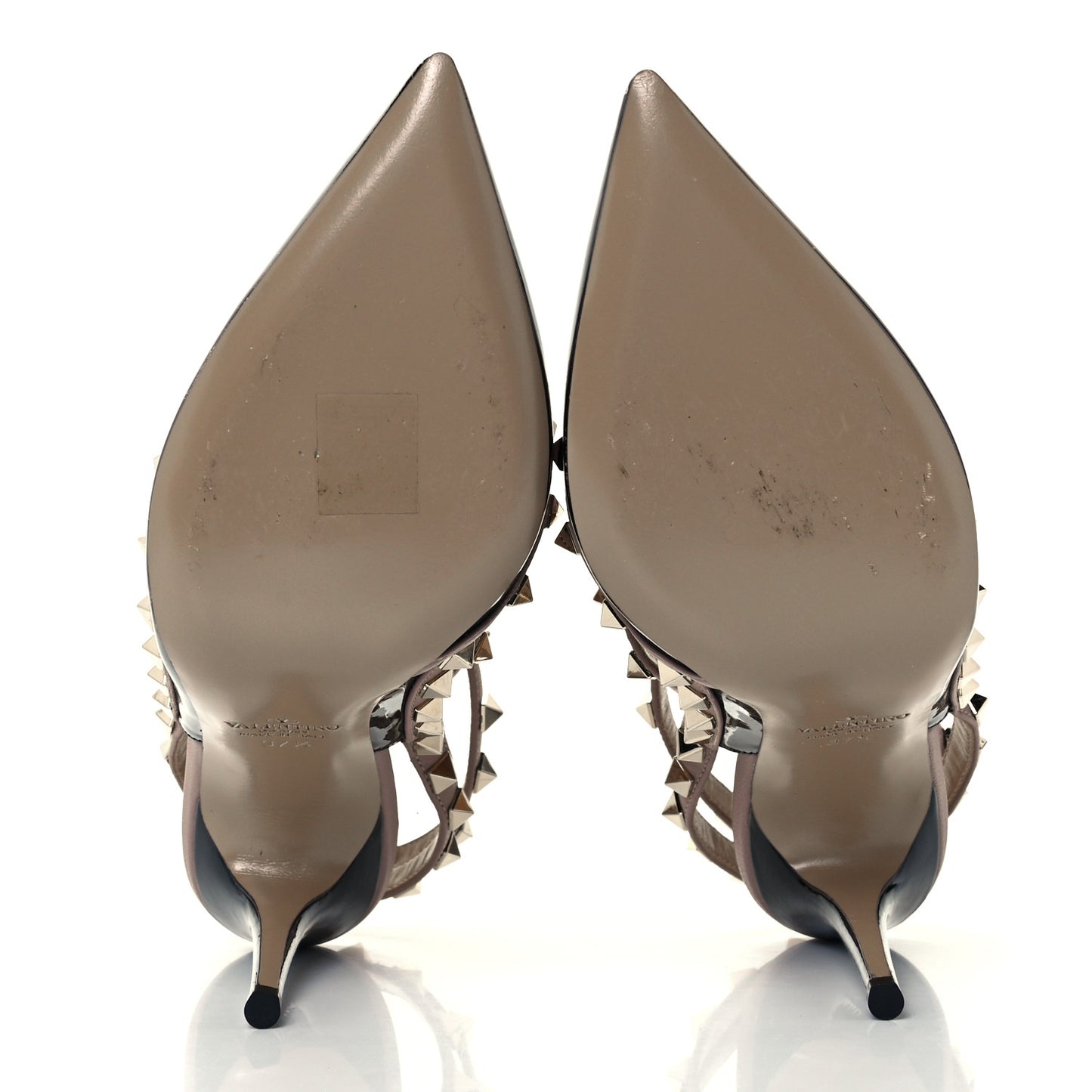 Patent Nappa Rockstud Ankle Strap 100mm Pumps 37.5 Black Poudre