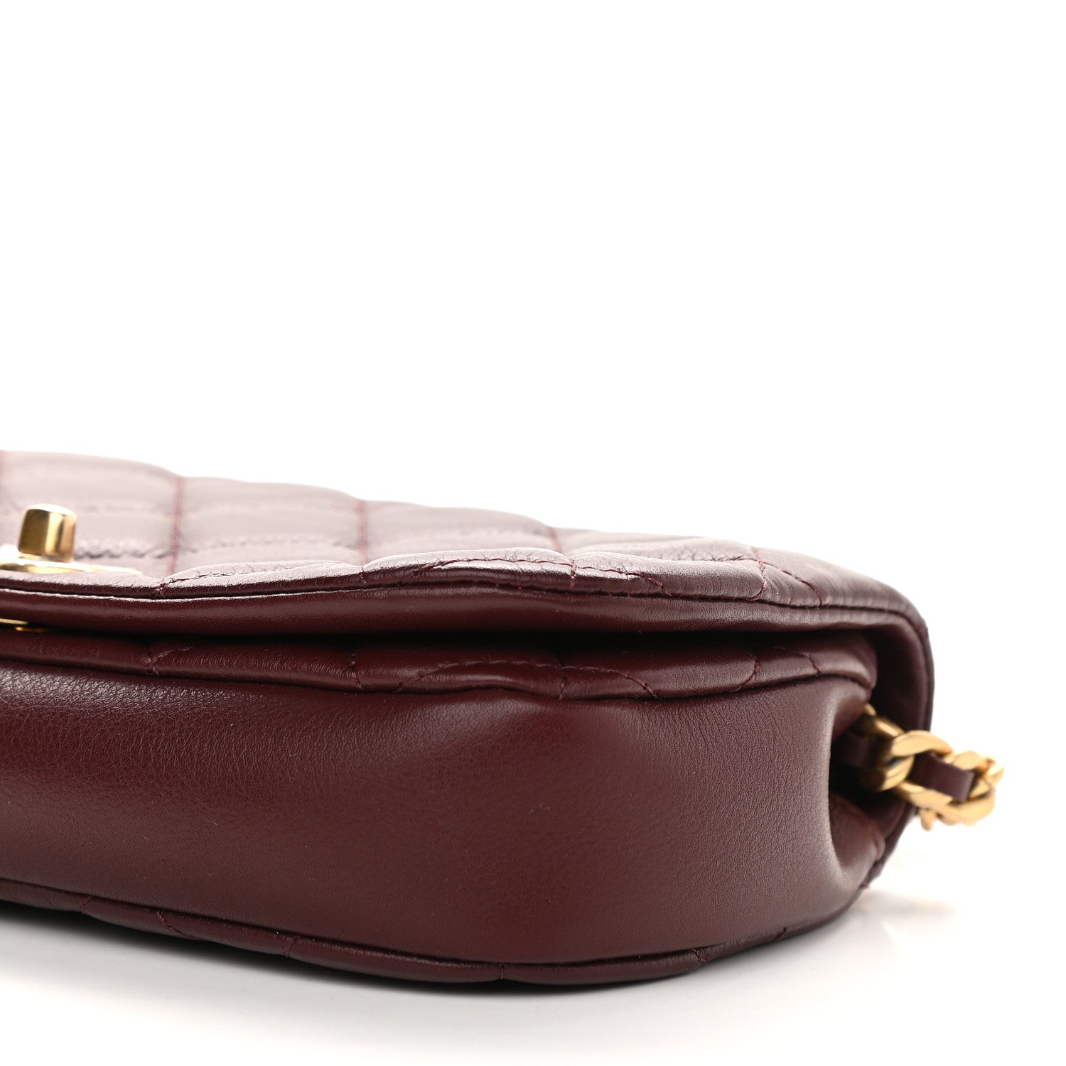 Chanel Calfskin Quilted Coco Mail Clutch With Chain Burgundy 9 of 9