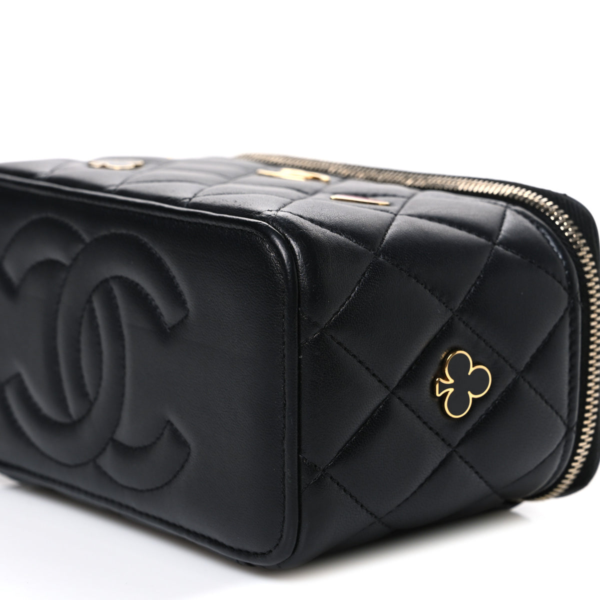 Chanel Lambskin Quilted Enamel Coco Casino Small Vanity Case With Chain Black 10 of 10