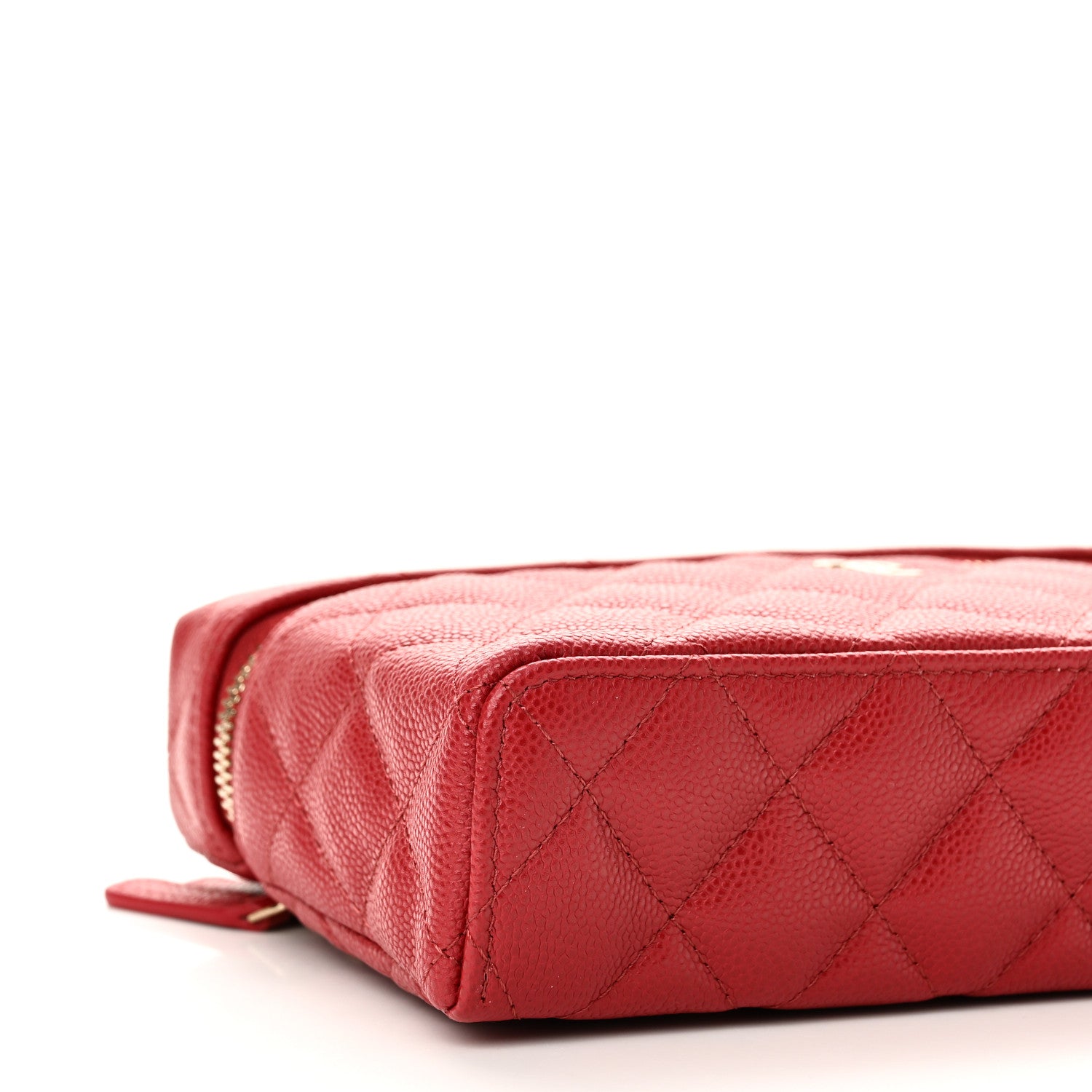Chanel Caviar Quilted Top Handle Slim Vanity With Chain Red 9 of 11