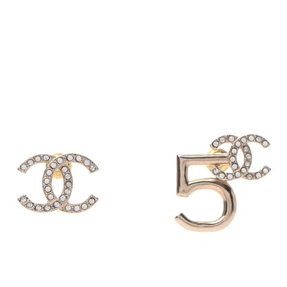 Chanel Crystal CC No 5 Earrings Gold 1 of 4