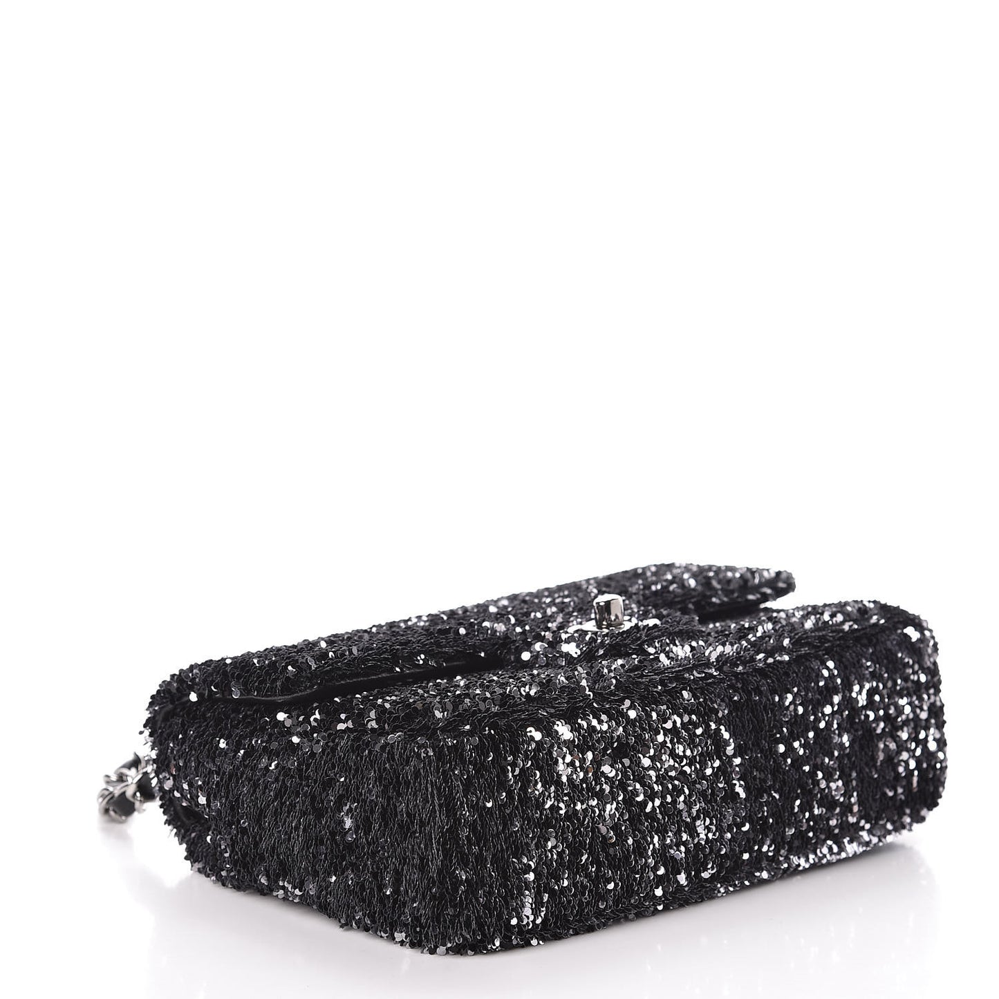 Sequin Single Flap Silver Black Silver