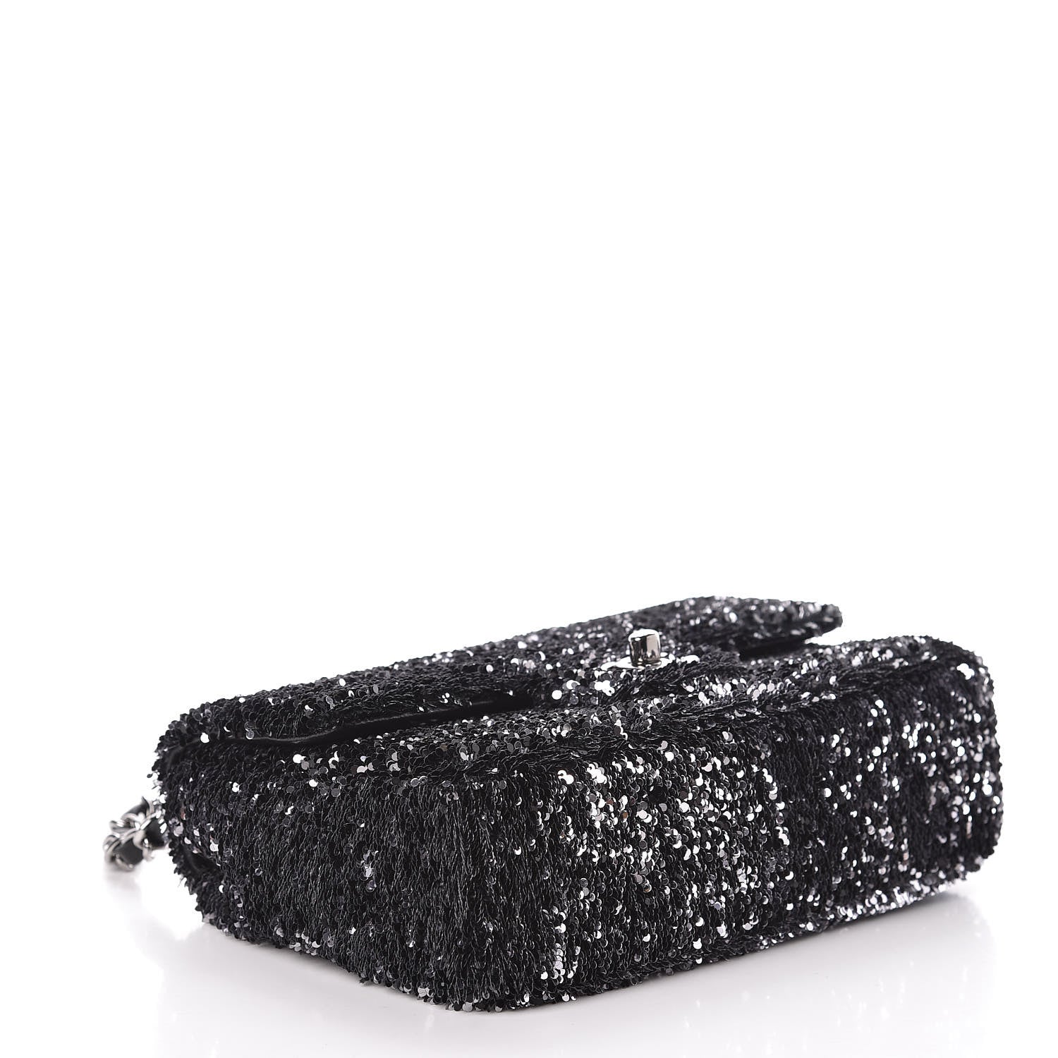 Chanel Sequin Single Flap Silver Black Silver 4 of 11
