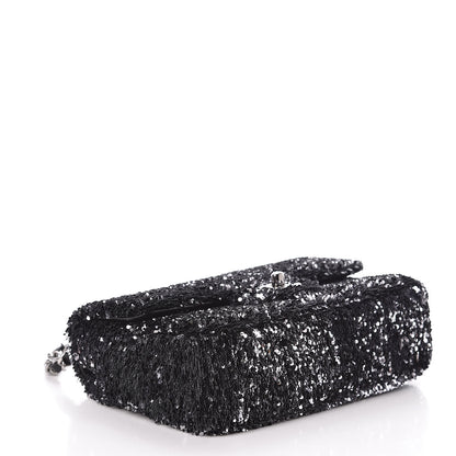 Chanel Sequin Single Flap Silver Black Silver 4 of 11