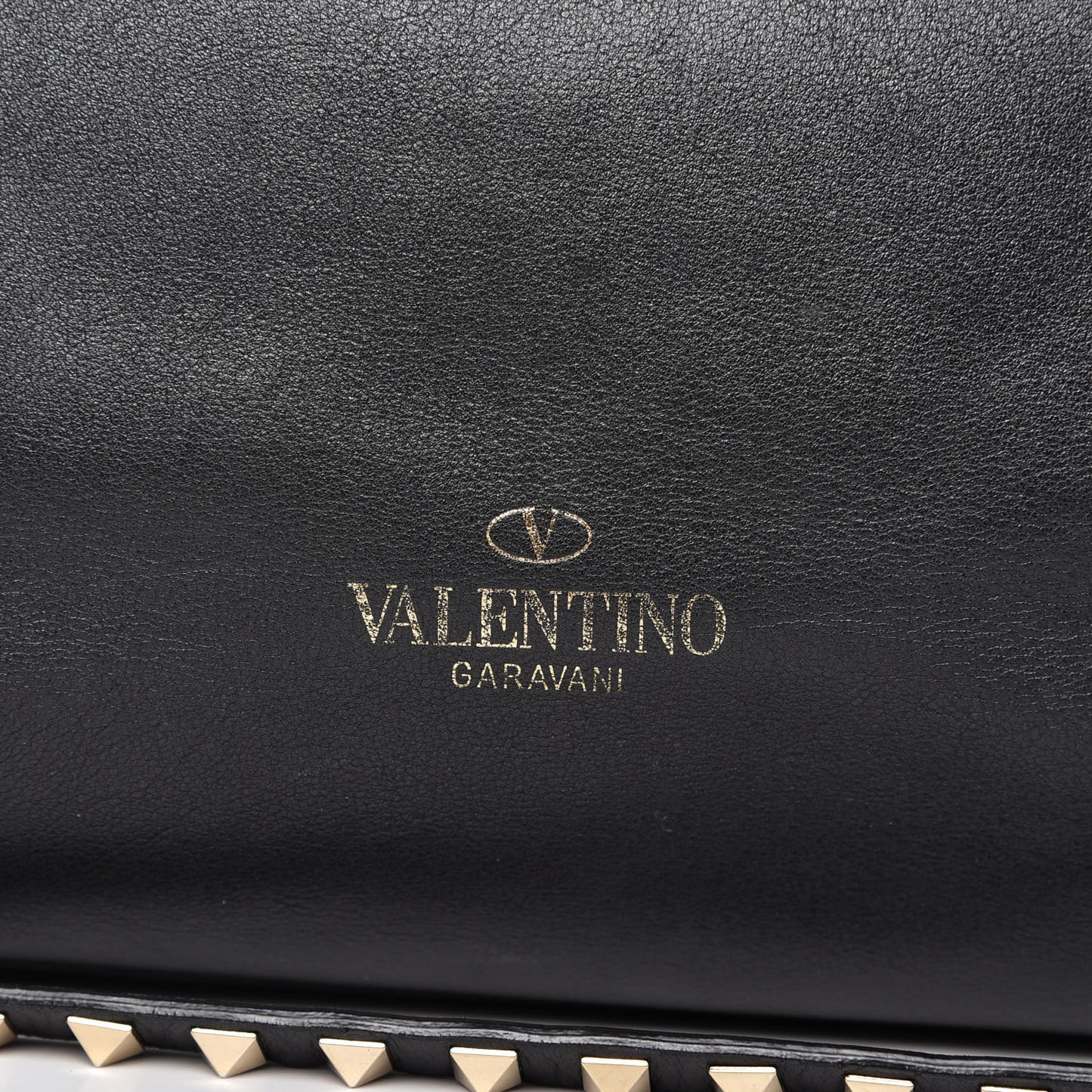 Vitello Rockstud Double Handle Tote Black