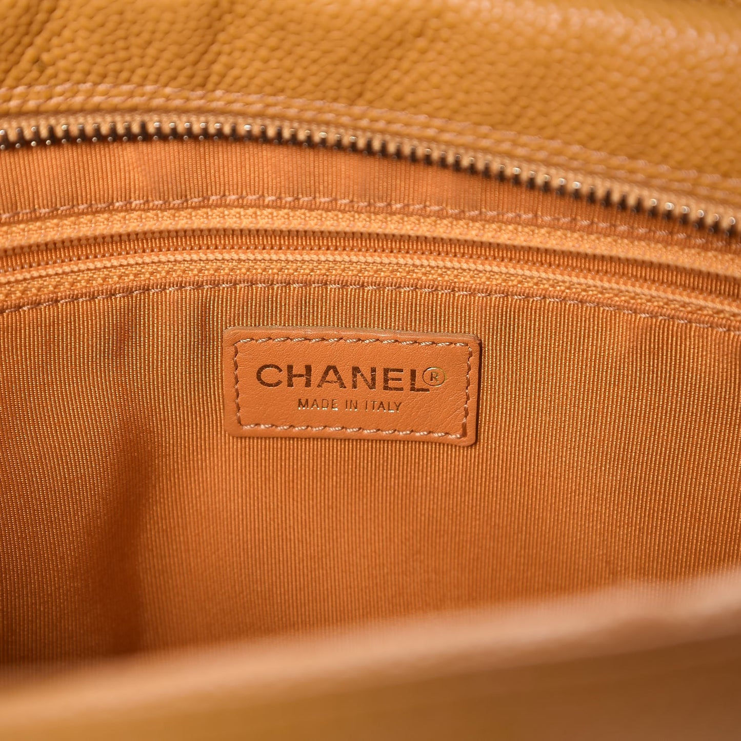 Caviar Quilted Petit Timeless Shopping Tote PTT Ochre