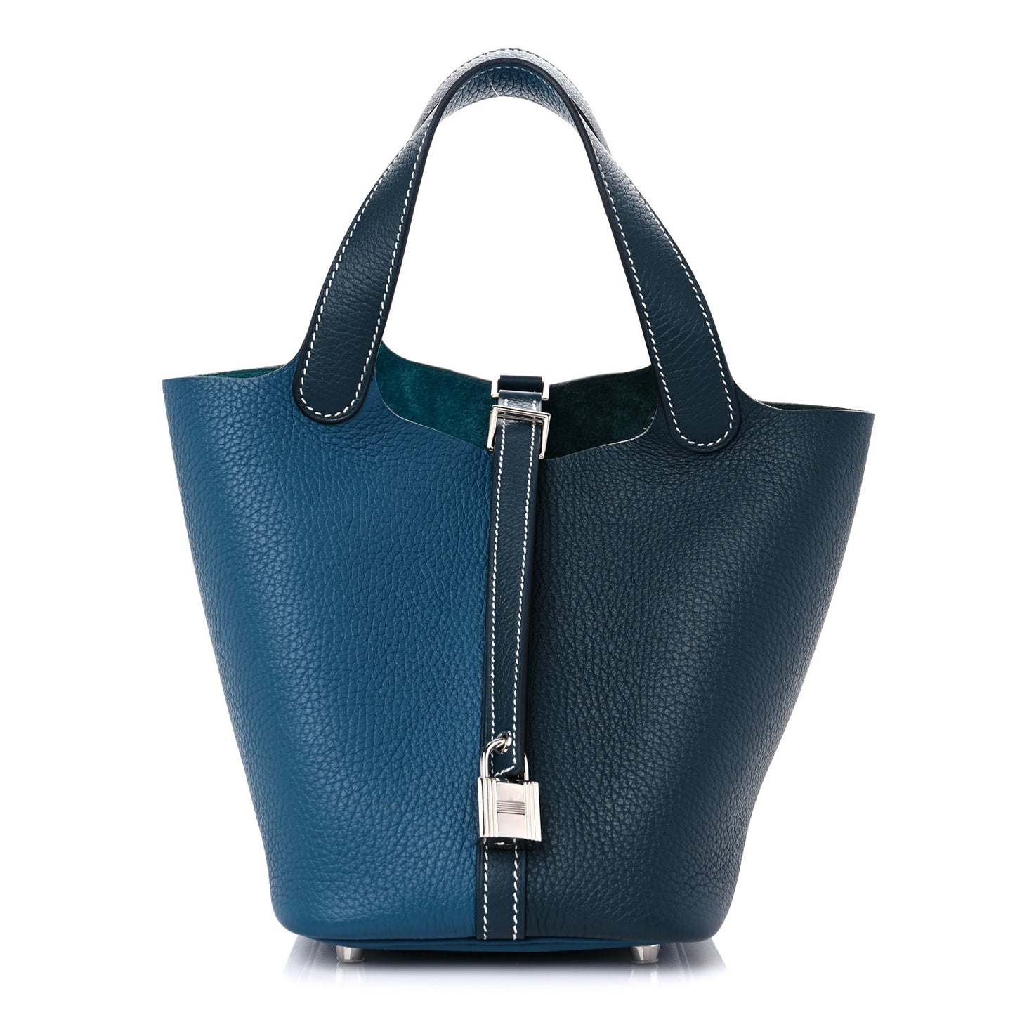 Taurillon Clemence Casaque Picotin Lock 18 PM Vert Bosphore Vert Cypress