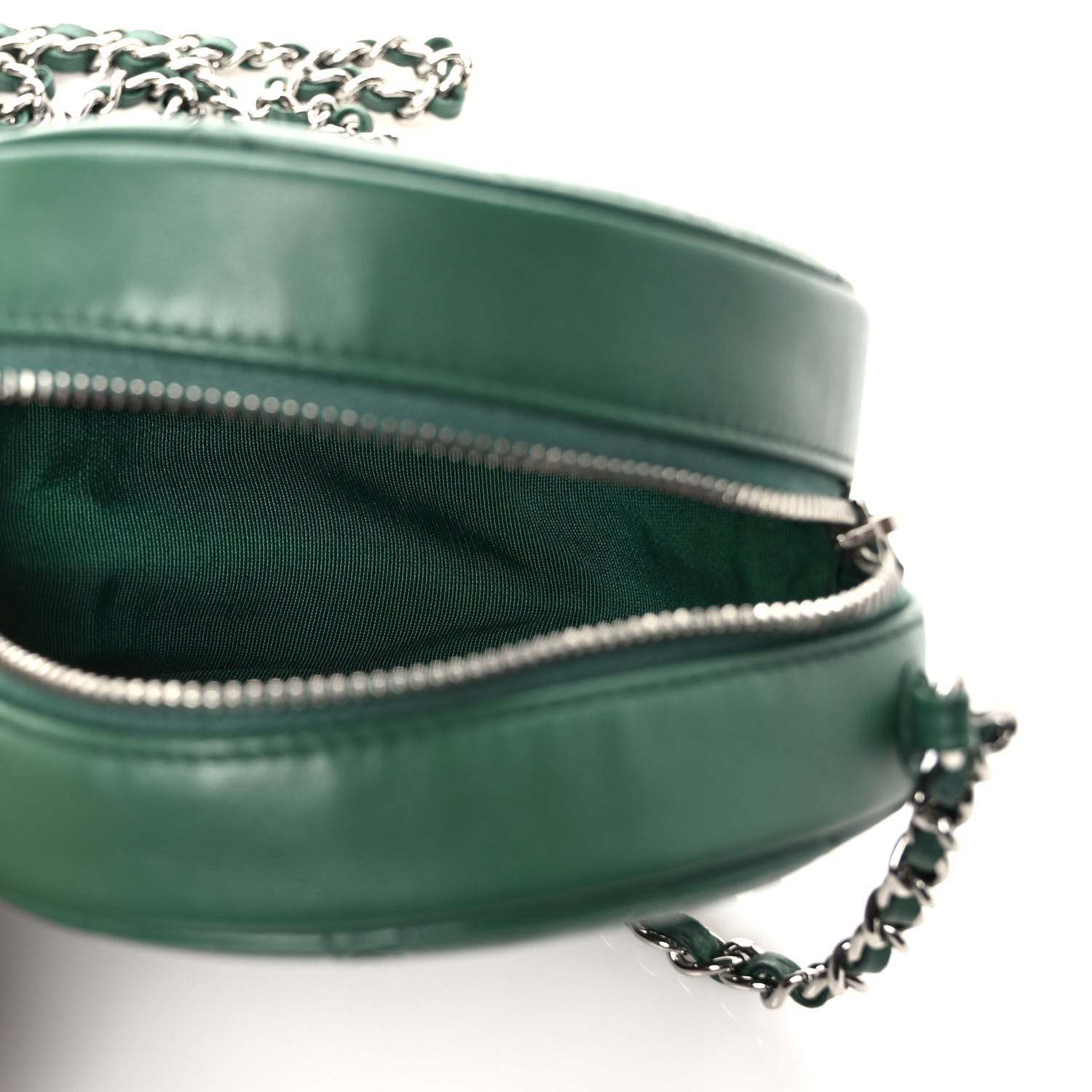 Chanel Lambskin Quilted Round Clutch With Chain Green 4 of 7
