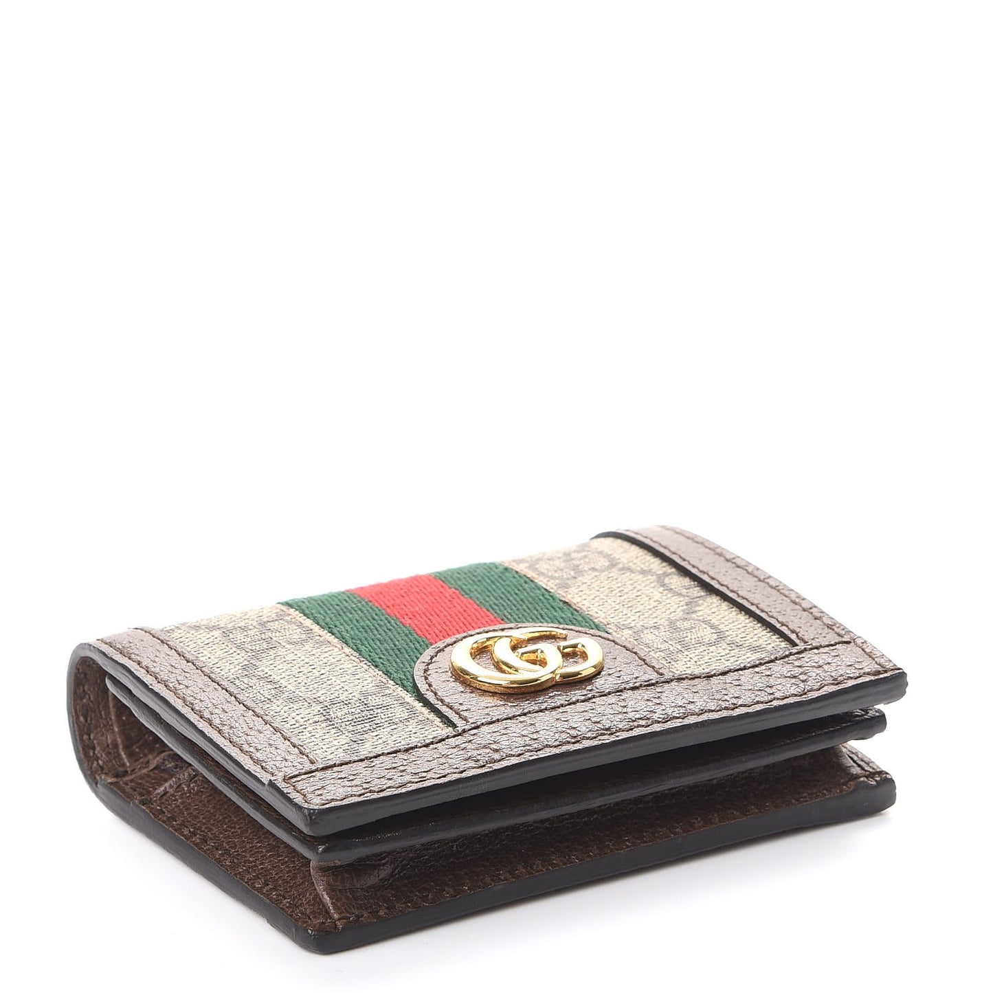 GG Supreme Monogram Web Ophidia Card Case Beige New Acero
