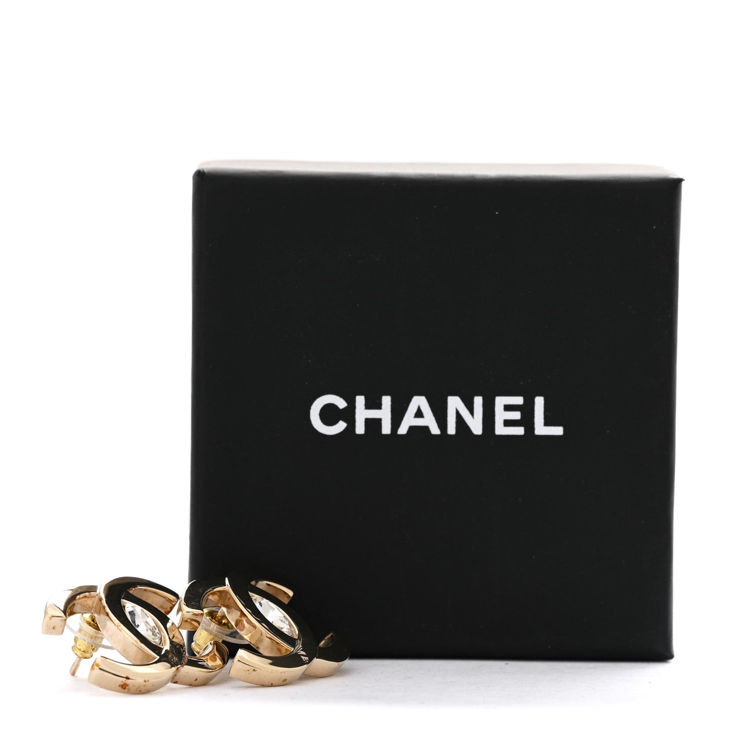 Crystal CC Large Stud Earrings Gold