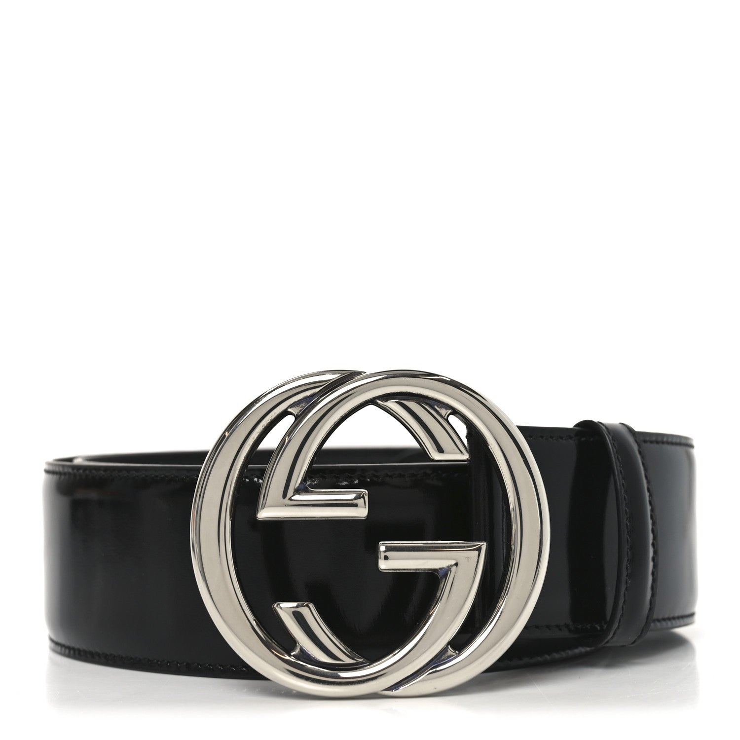 Gucci Glass Calfskin Interlocking G Belt 95 38  Black 1 of 5