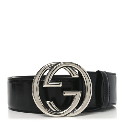 Gucci Glass Calfskin Interlocking G Belt 95 38  Black 1 of 5
