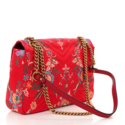 Gucci Jacquard Matelasse Floral Medium GG Marmont Shoulder Bag Red 3 of 12