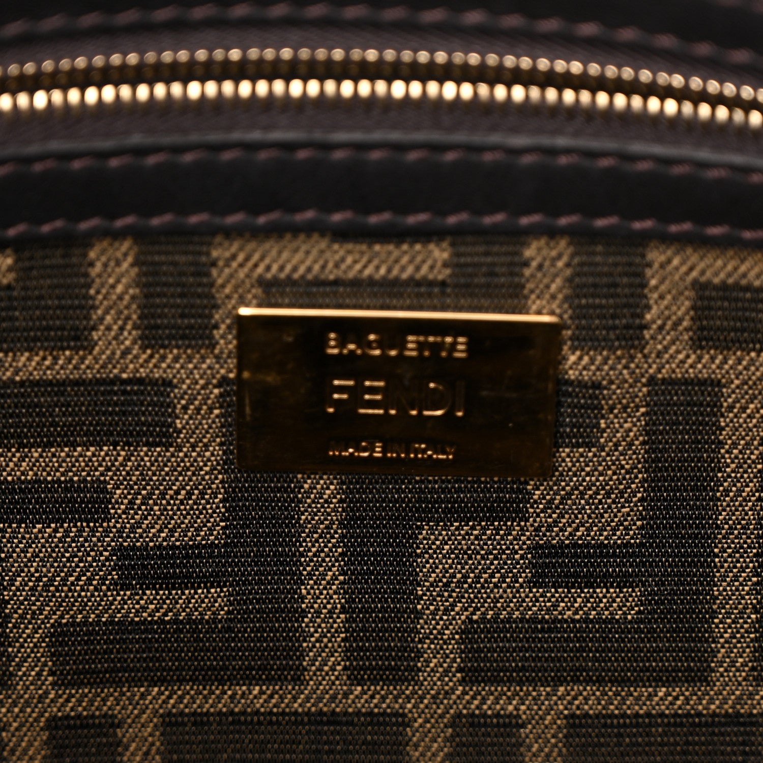 Fendi Fabric Jacquard FF 1974 Medium Baguette Tobacco Moro Black 6 of 10