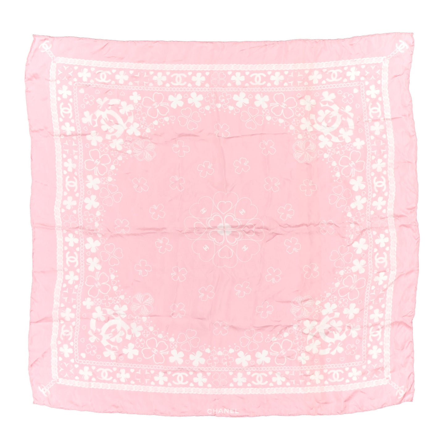 Silk CC Clover Scarf Pink