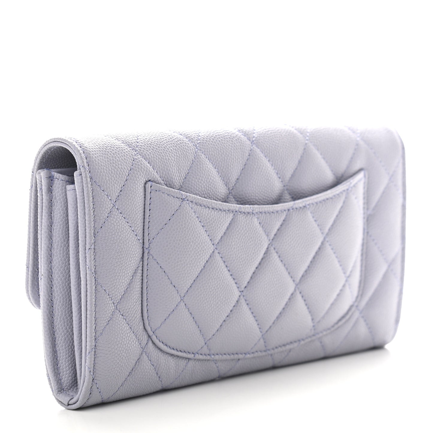 Caviar Quilted Large Flap Wallet Light Purple