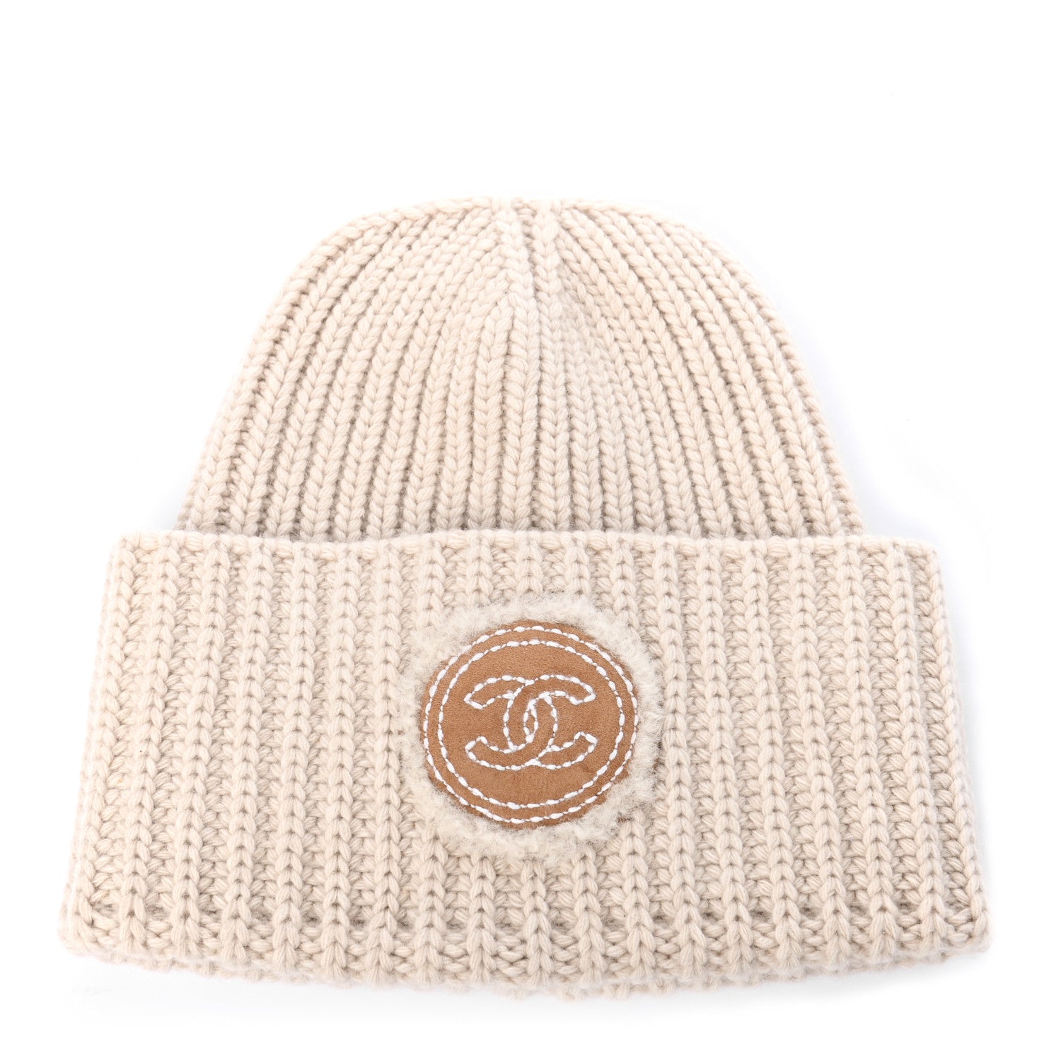 Chanel Wool Cashmere CC Beanie Hat White 1 of 5